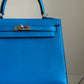 Hermes Bleu Frida Chèvre Kelly 25 Sellier
