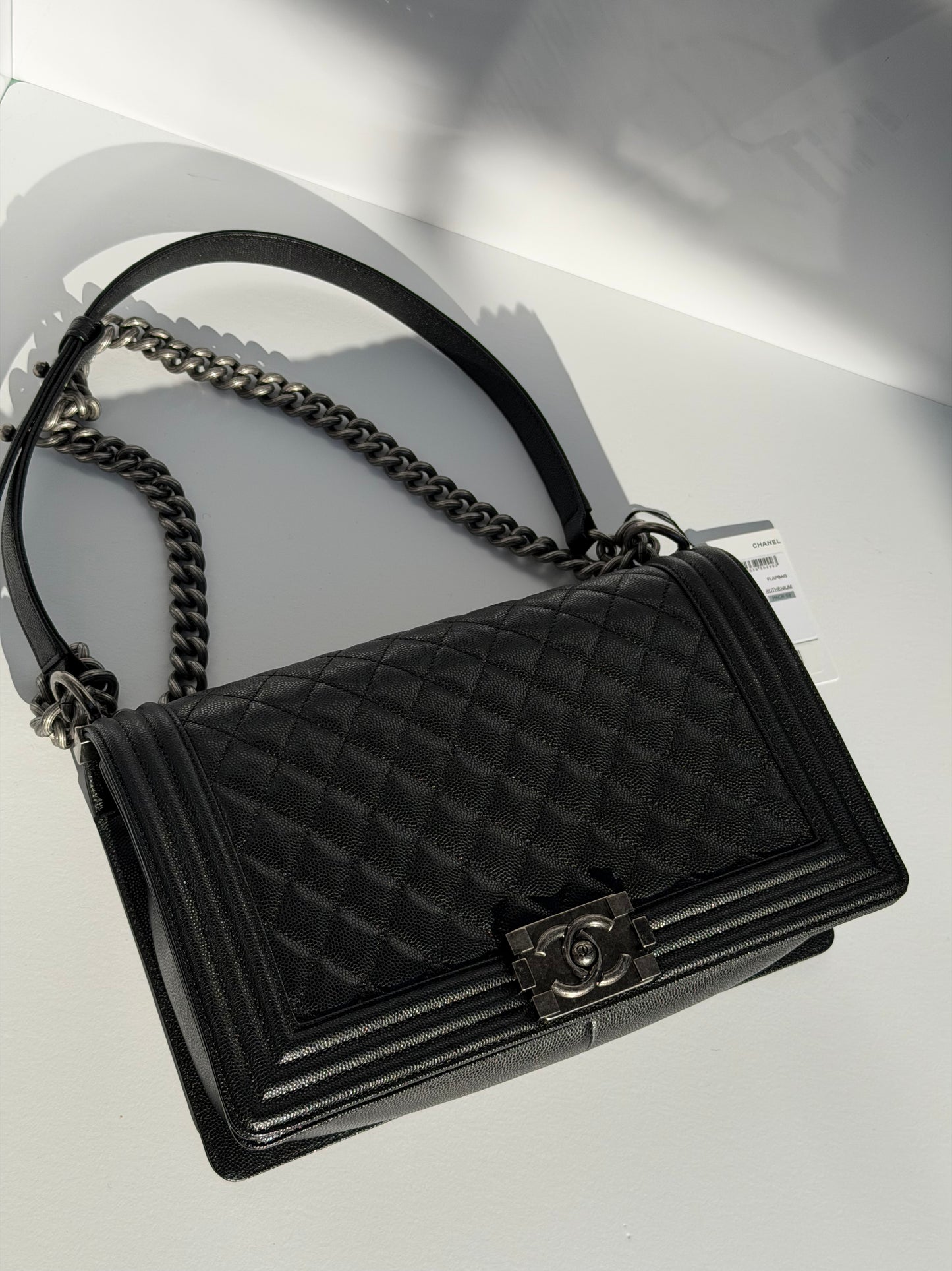 Chanel 17P Black Caviar New Medium Boy Bag