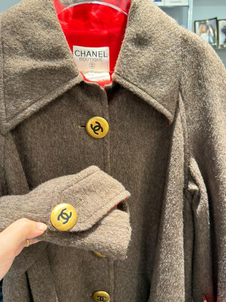 Chanel CC Military Brown Wool Runway Coat 1992