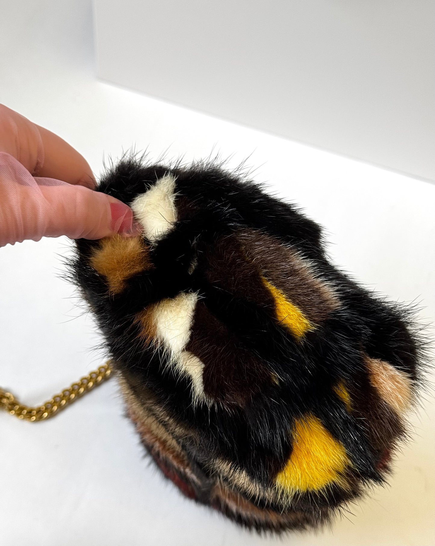 Chanel Multicolor Medium Mink Fur Single Flap Bag