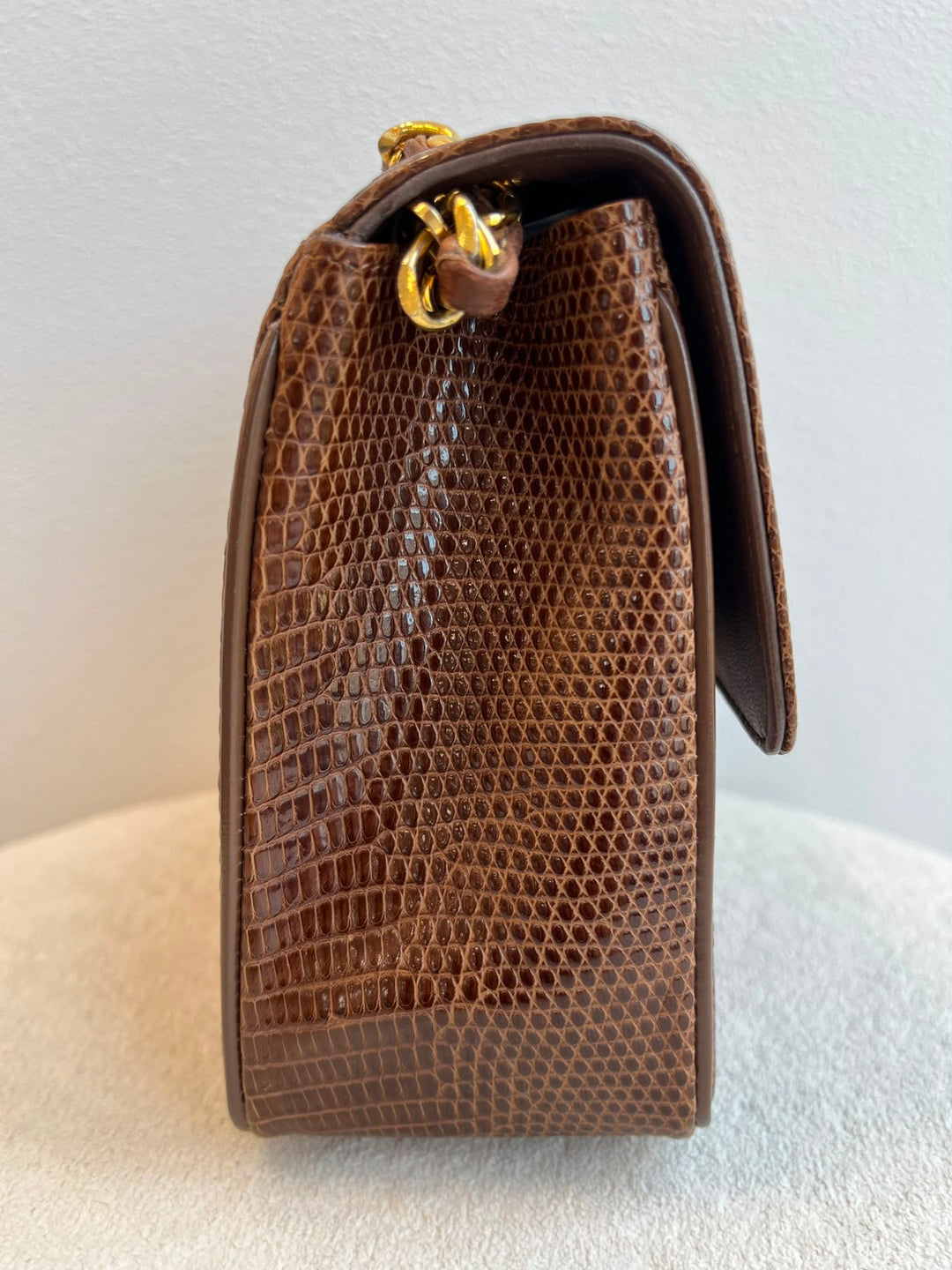 Chanel Brown Vintage Lizard Mini Square Flap Bag 1986