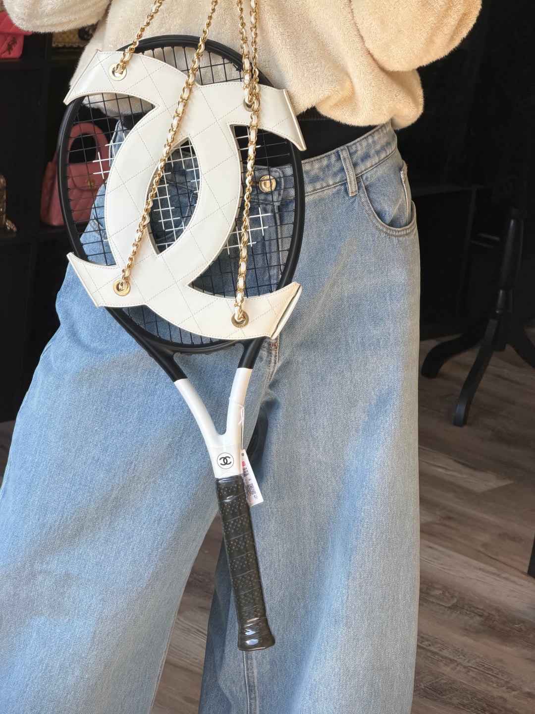 Chanel CC Tennis Racket & Leather Carrying Case Set 23C