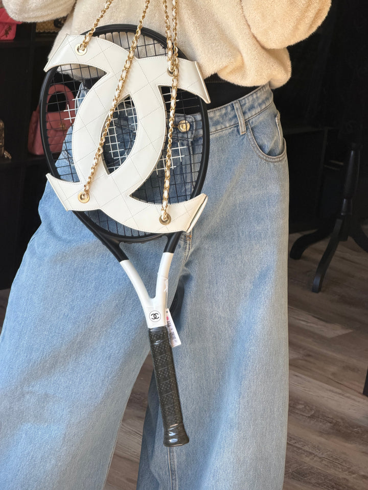 Chanel CC Tennis Racket & Leather Carrying Case Set 23C