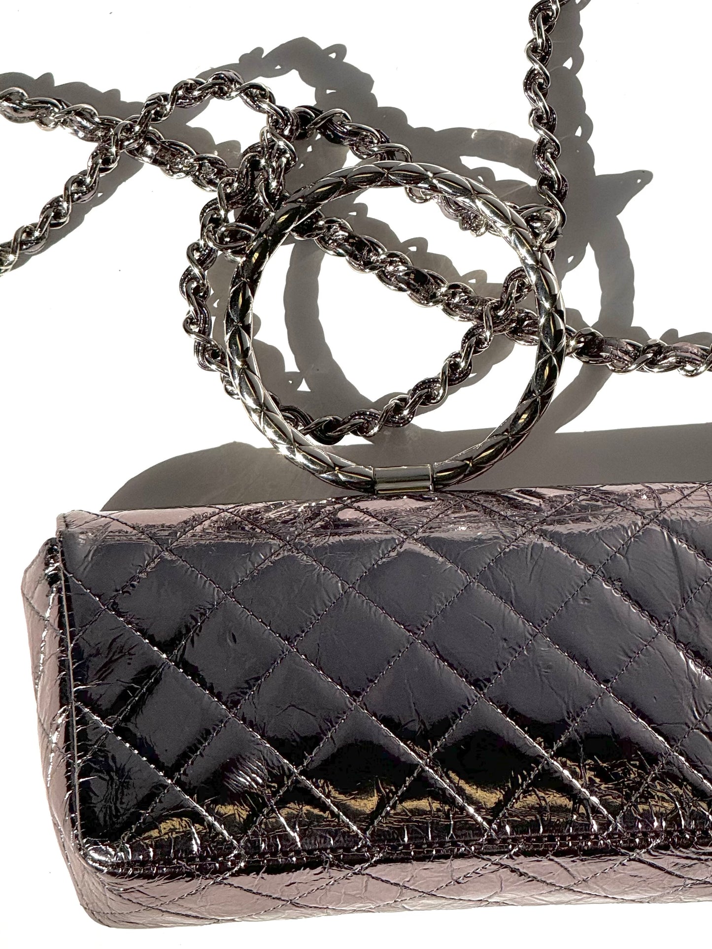 Chanel Metallic Calfskin Mini Ring Handle Flap Bag