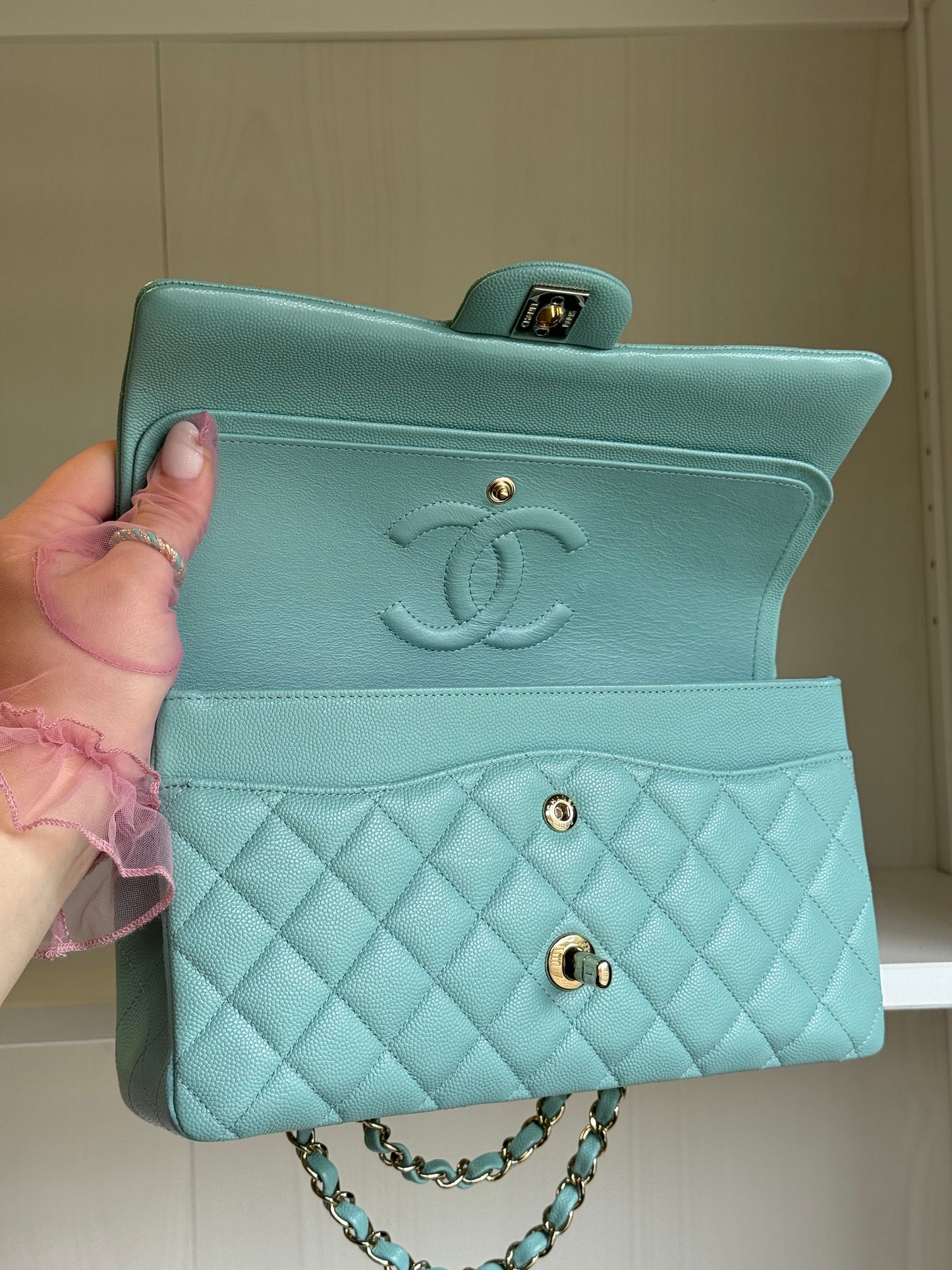 Chanel 20C Tiffany Blue Medium Caviar Flap Bag