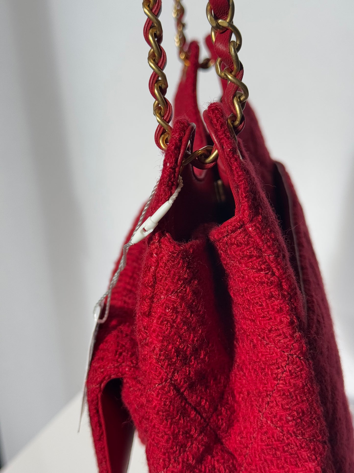 Chanel Small Red Wool Tweed Hobo