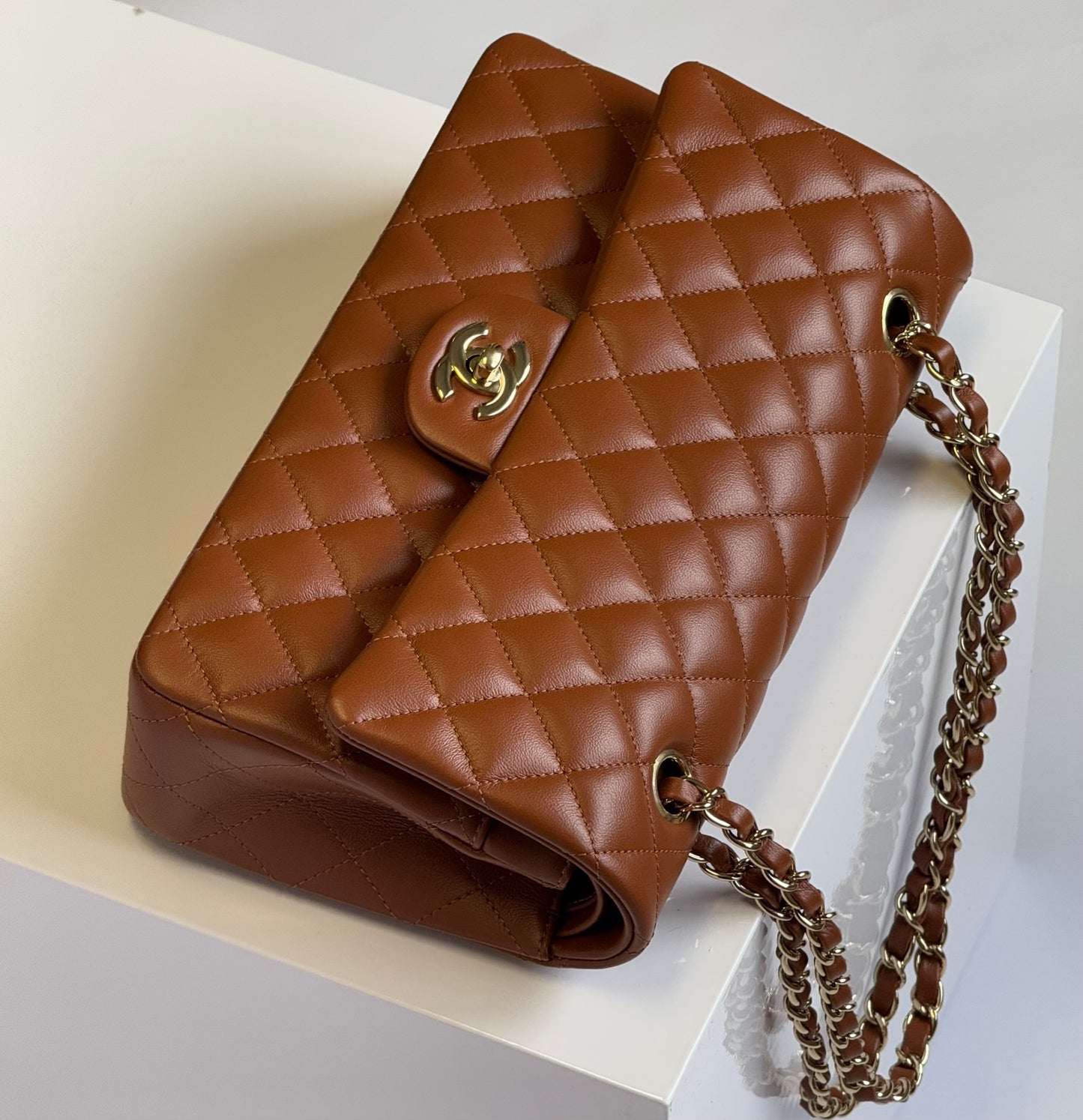 Chanel 21P Caramel Medium Lambskin Flap Bag