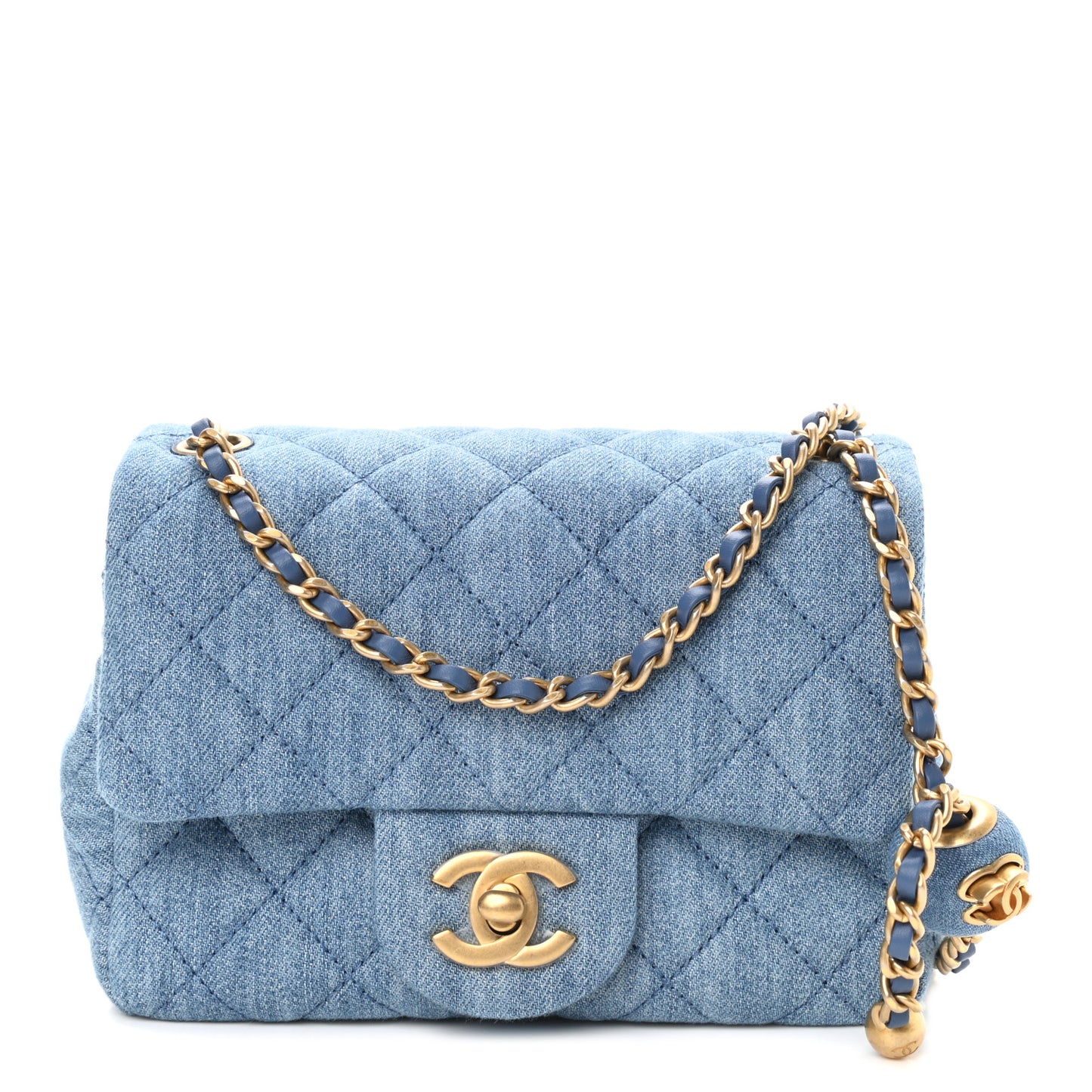 Chanel Denim Quilted Mini Pearl Crush Crossbody Bag