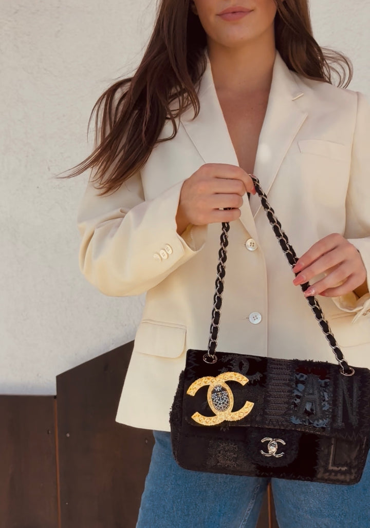 Chanel Black Patchwork Medium Single Flap Bag