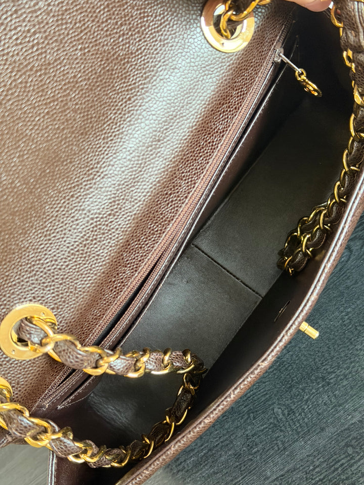 Chanel Classic Flap Jumbo Brown Caviar 24K Gold Hardware 2000
