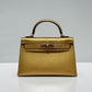 Hermes Mini Sellier Gold Metallic Chevre Dore Kelly 20