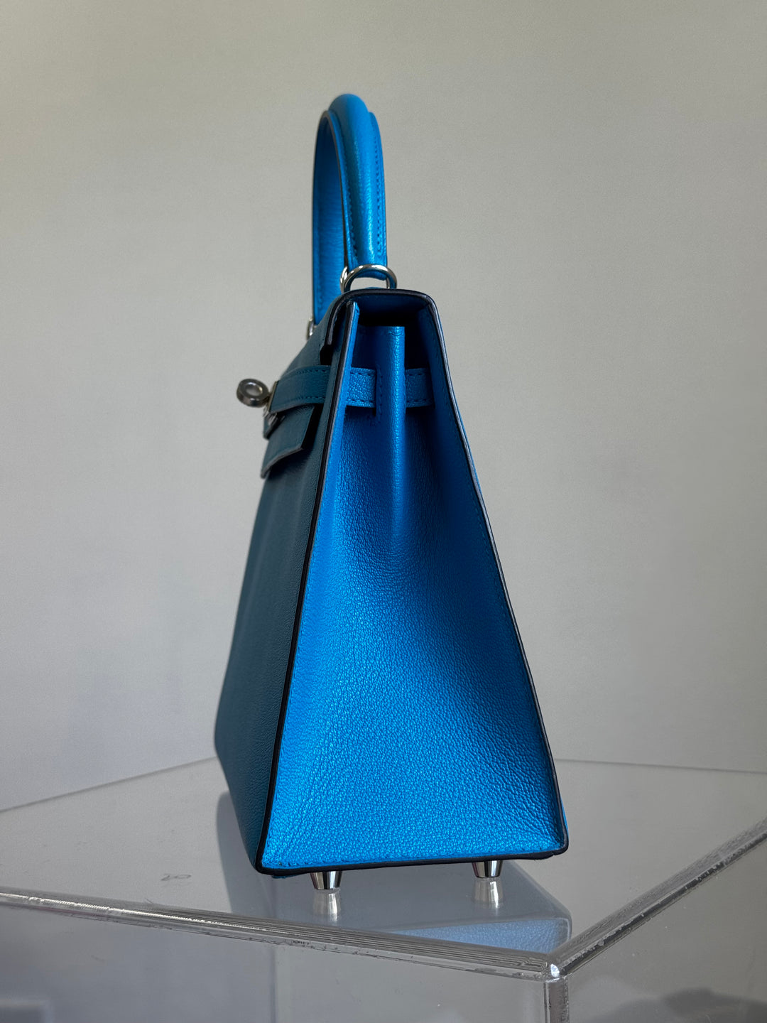 Hermes Bleu Frida Chèvre Kelly 25 Sellier