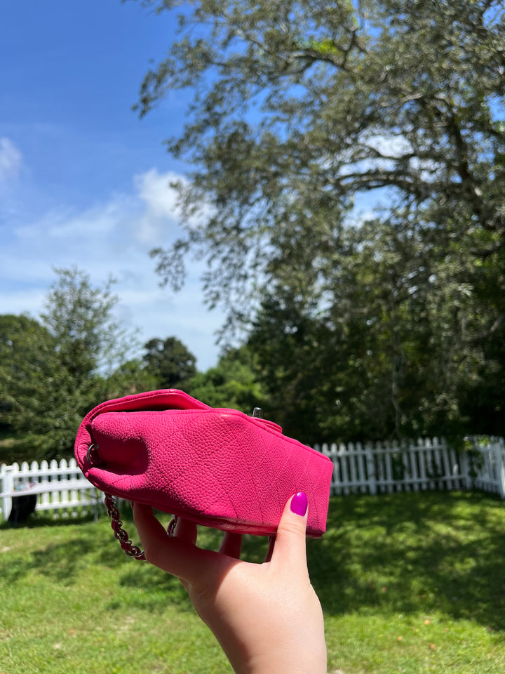 Chanel Hot Pink Caviar Mini Rectangular Flap Bag