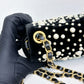 Chanel Black Velvet Mini Pearl Flap Bag