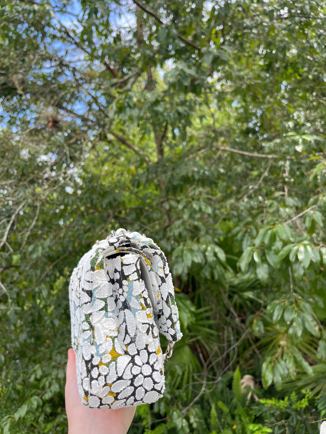 Chanel Floral Medium Tweed Classic Flap