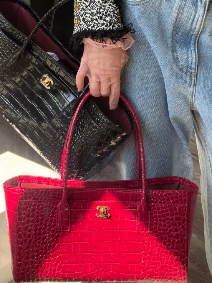 Chanel Small Shopping Bag Crocodile Embossed Calfskin Pink 2026
