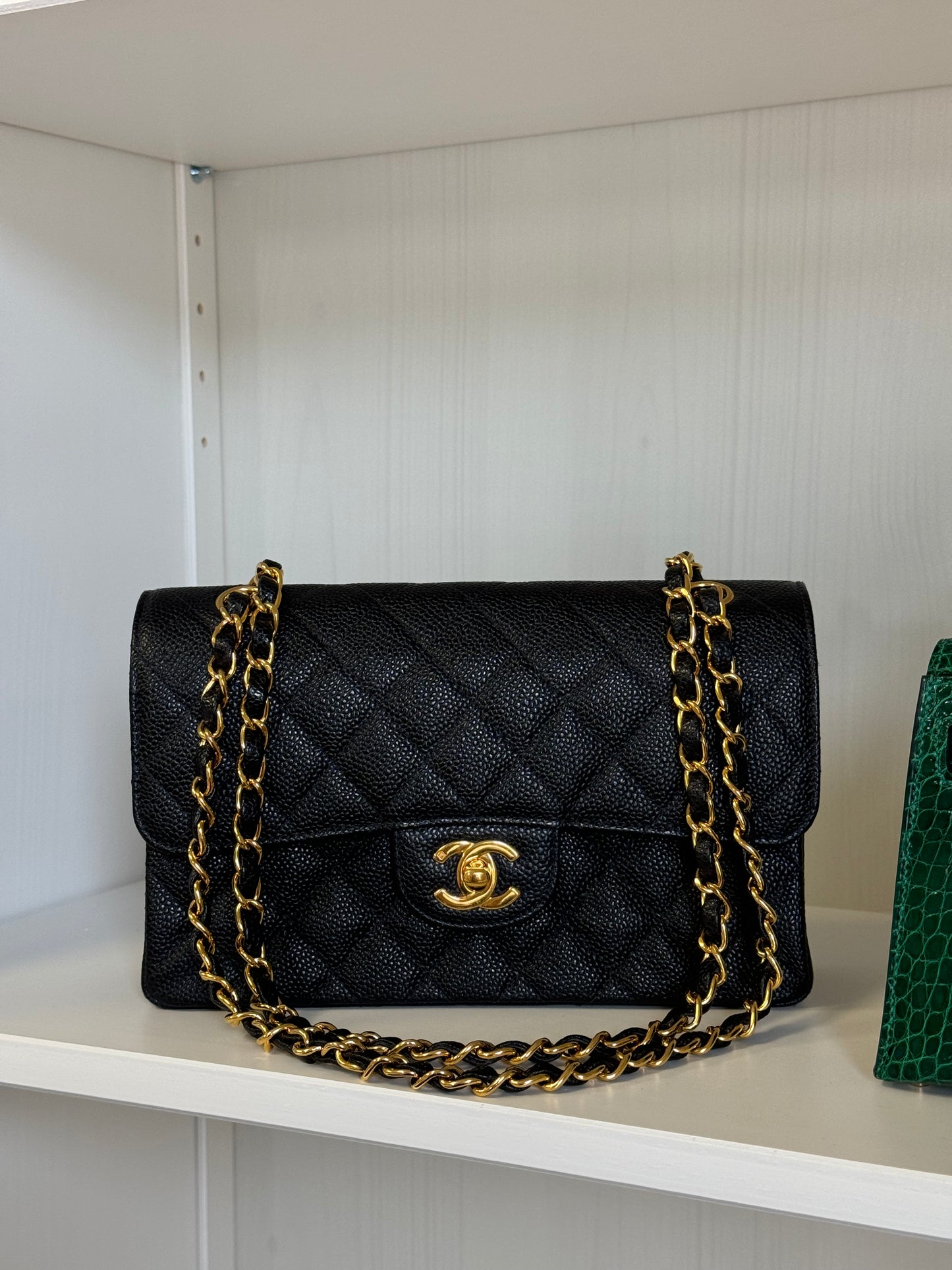 Chanel 6 Series Black Small Vintage Caviar Classic Flap Bag