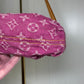 Louis Vuitton Pink Monogram Denim Mini Pleaty + Coin Pouch