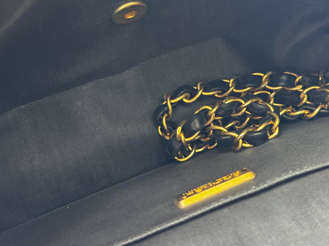 Chanel 18C Black Ancient Greece Raffia Crochet Flap Bag