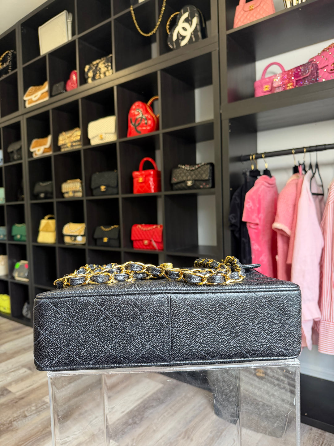 Chanel Classic Flap Jumbo Black Caviar 24K Gold Hardware 1994