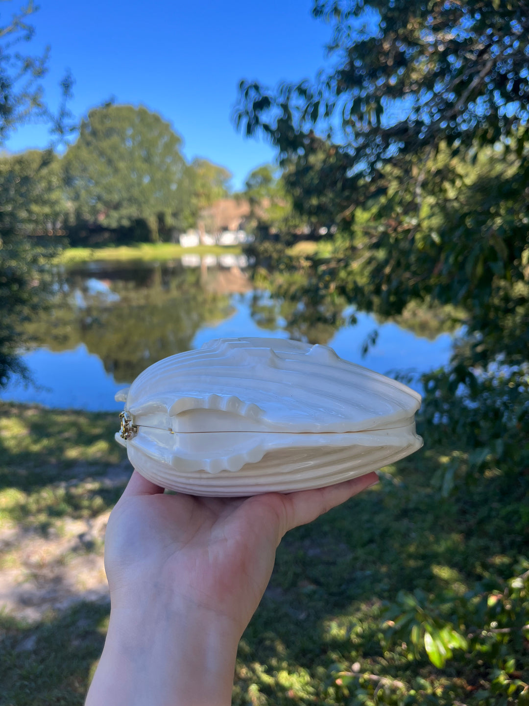 Chanel 19S White Runway Shell Minaudiere