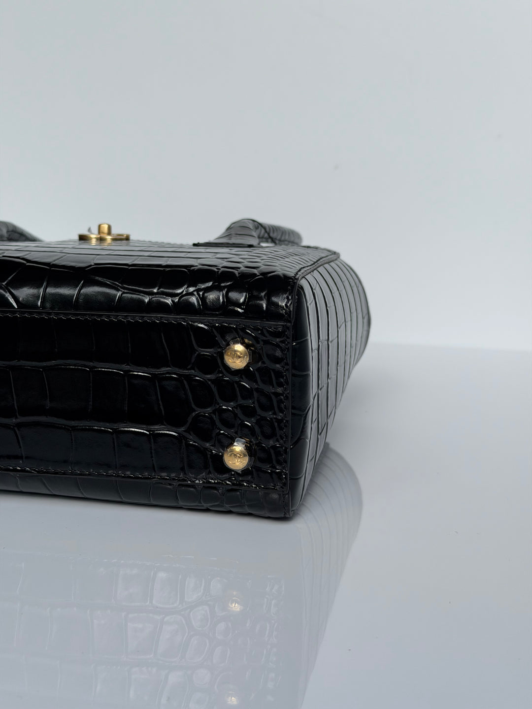 Chanel Mini Shopping Bag Crocodile Embossed Calfskin Black 2026