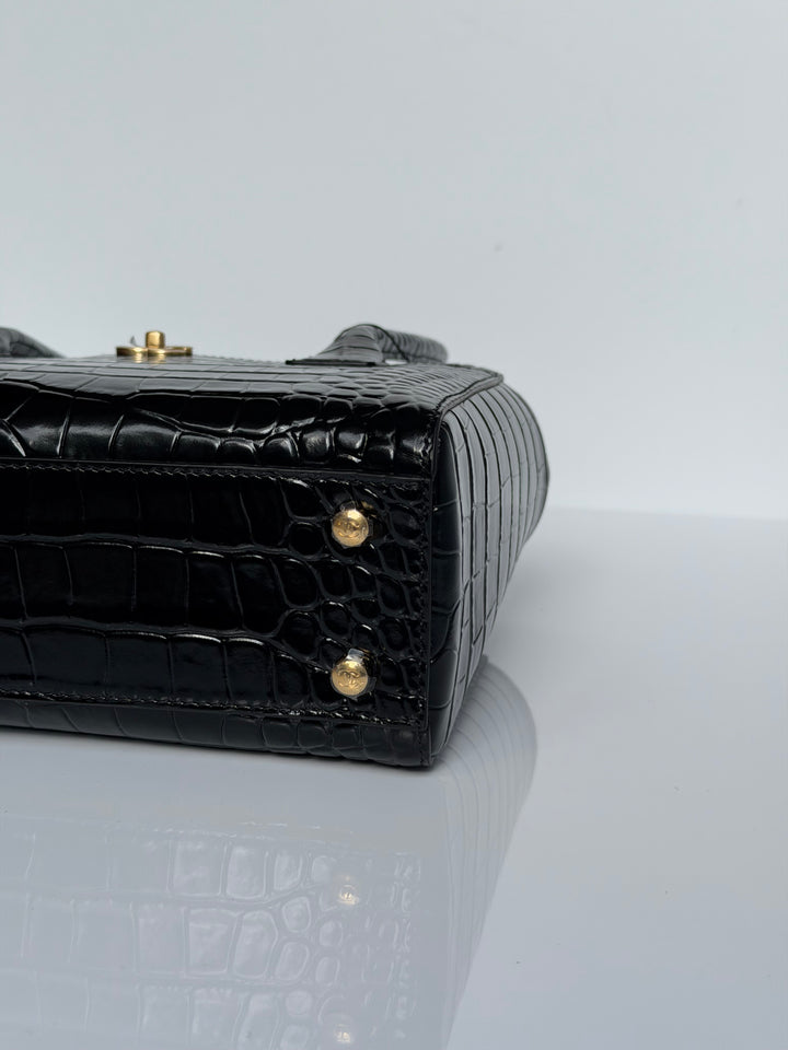 Chanel Mini Shopping Bag Crocodile Embossed Calfskin Black 2026