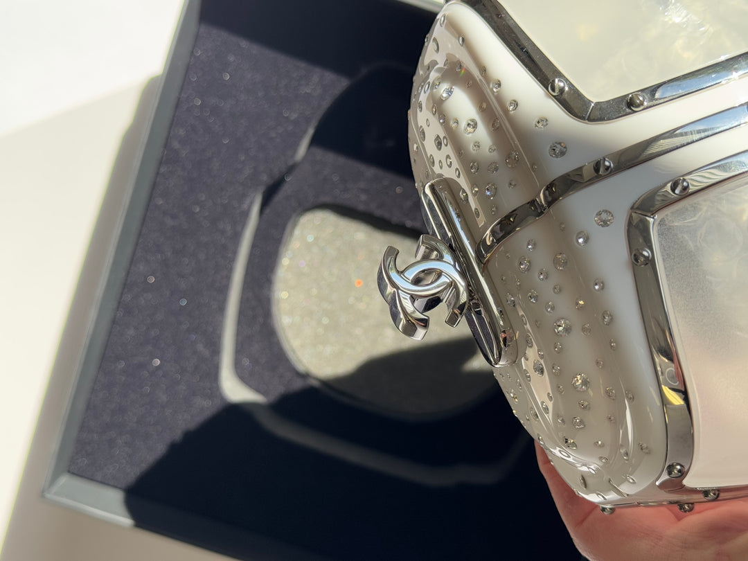 Chanel White Ski Gondola Swarovski Minaudiere