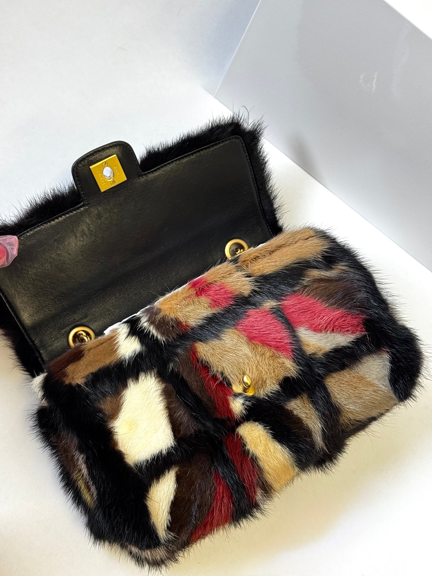 Chanel Multicolor Medium Mink Fur Single Flap Bag