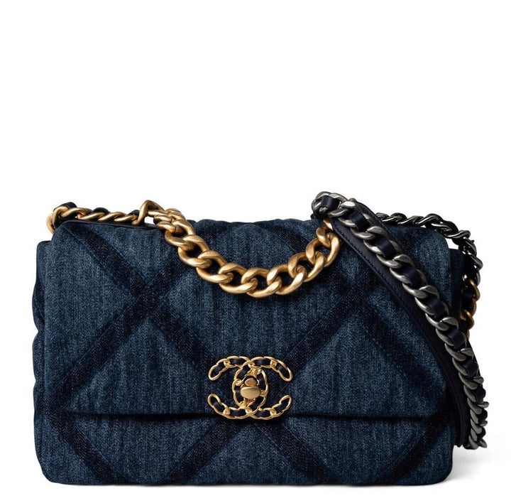 Chanel Small Navy Quilted Denim 19 Flap Bag