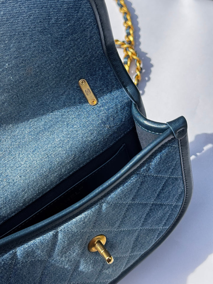 Chanel Denim Small Messenger Crossbody Bag