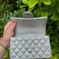 Chanel 21S Mini Metallic Silver Caviar Top Handle