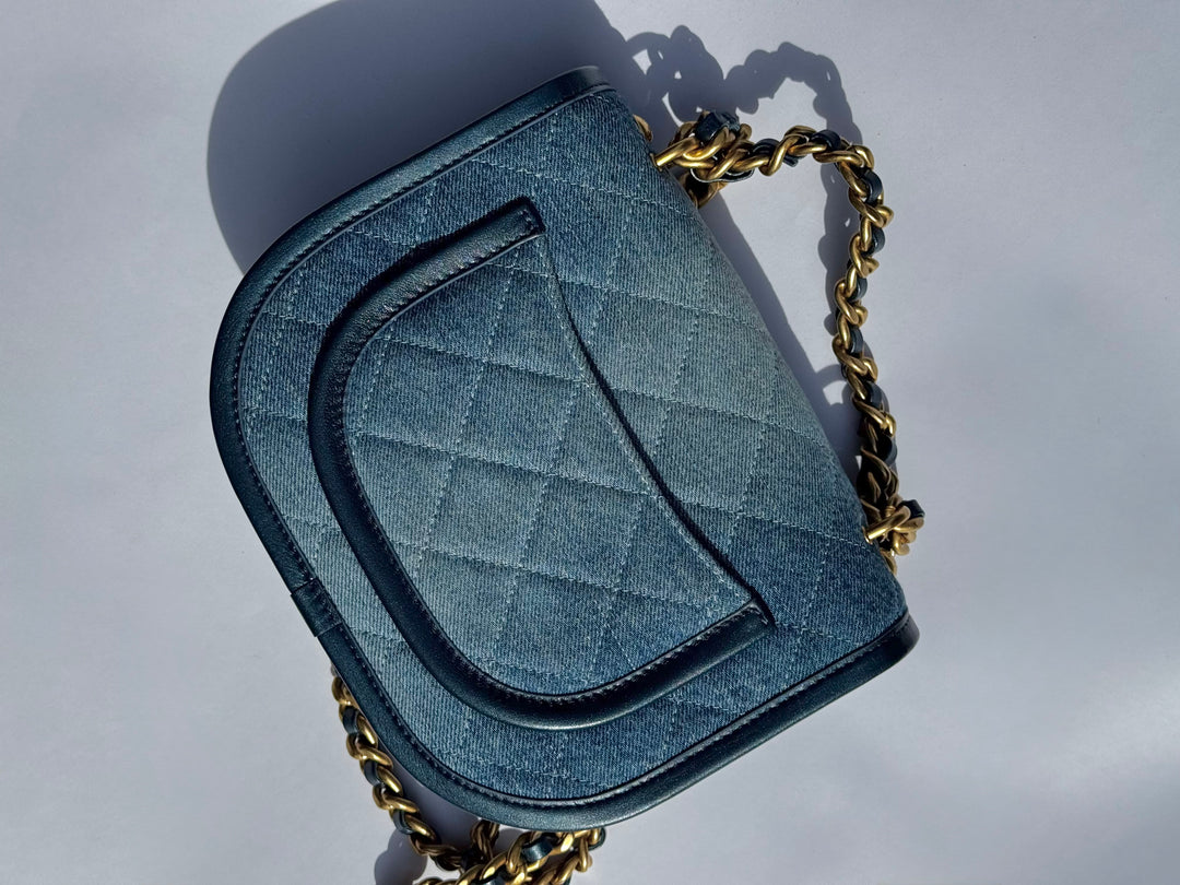 Chanel Denim Small Messenger Crossbody Bag