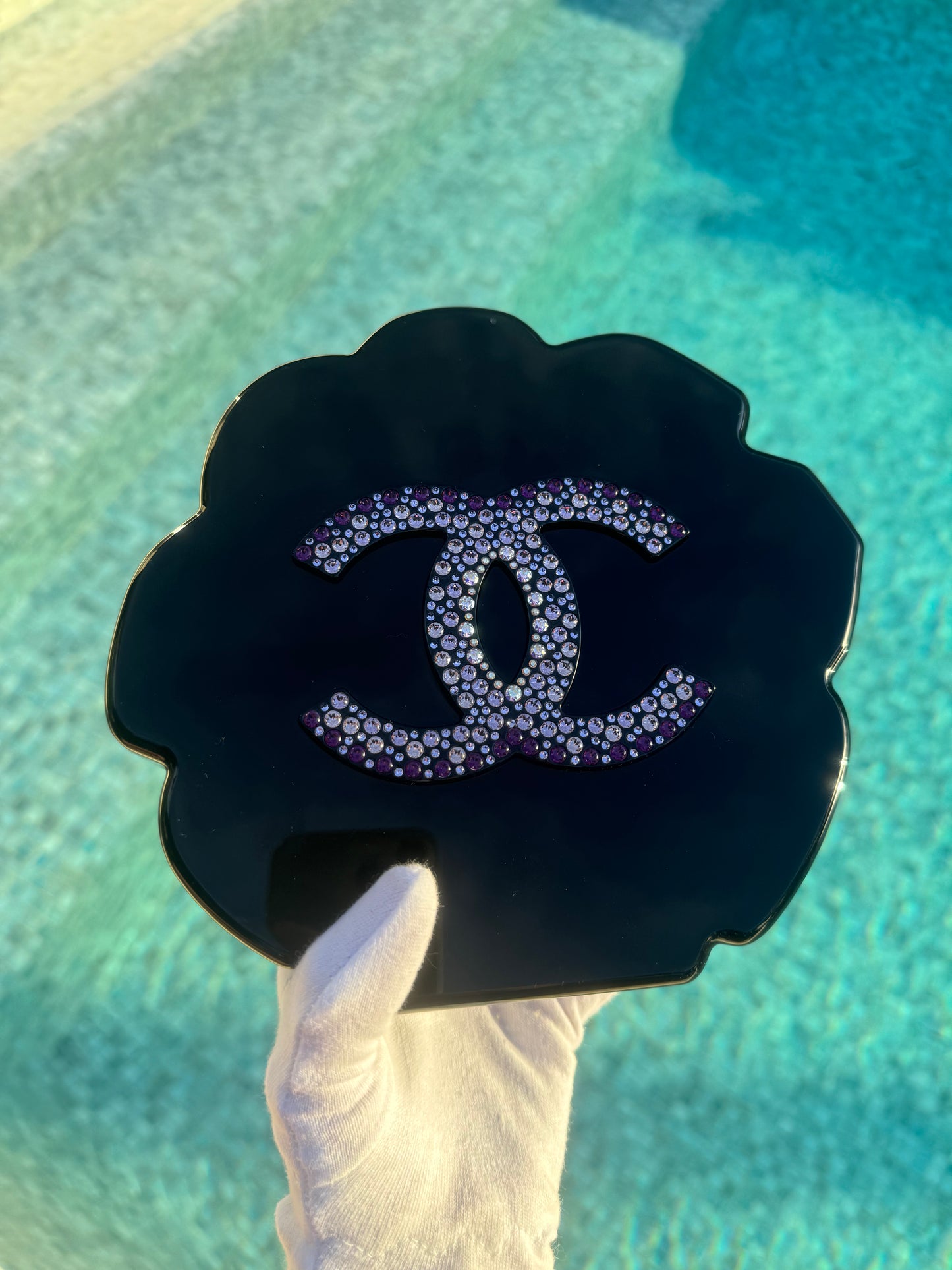 Chanel Runway Purple Strass Camelia Minaudiere