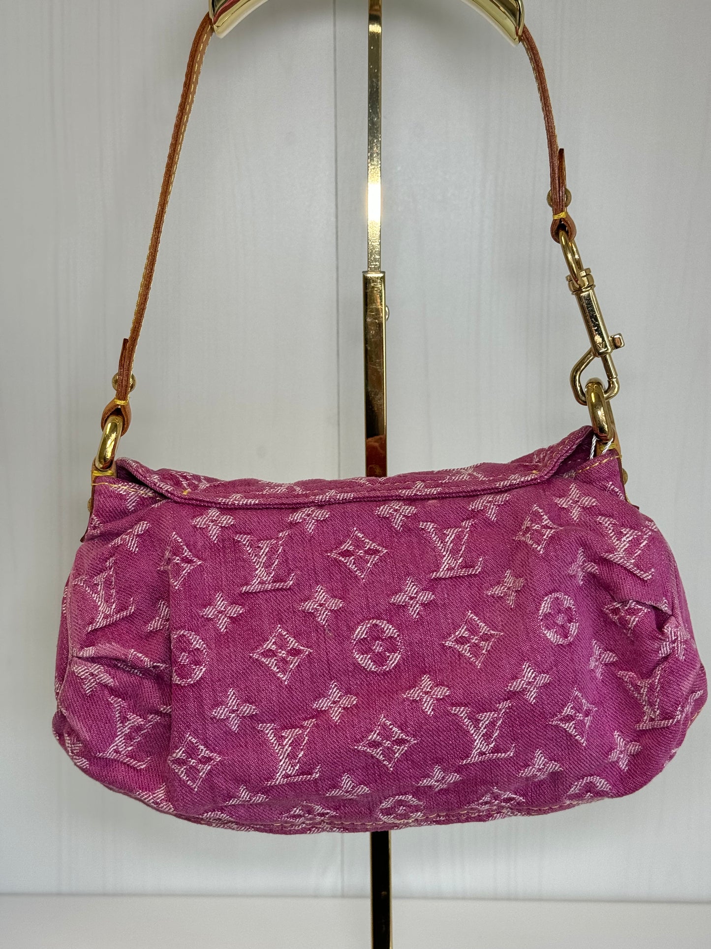 Louis Vuitton Pink Monogram Denim Mini Pleaty + Coin Pouch