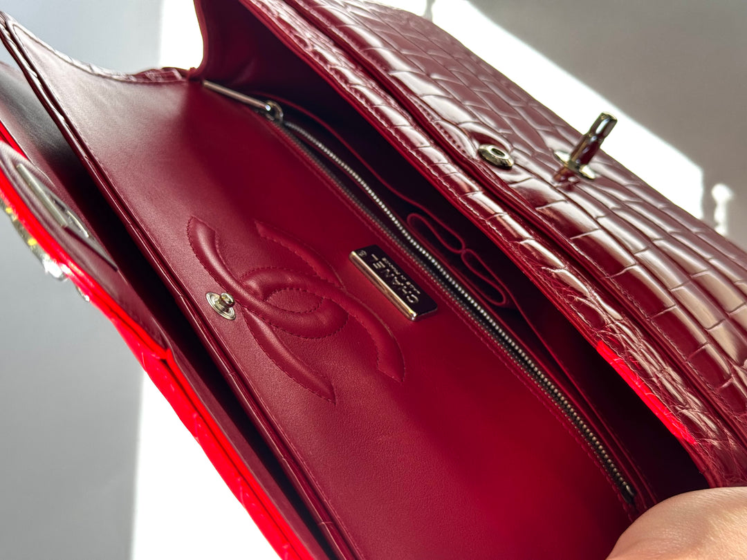 Chanel Red Alligator Medium Classic Flap Bag