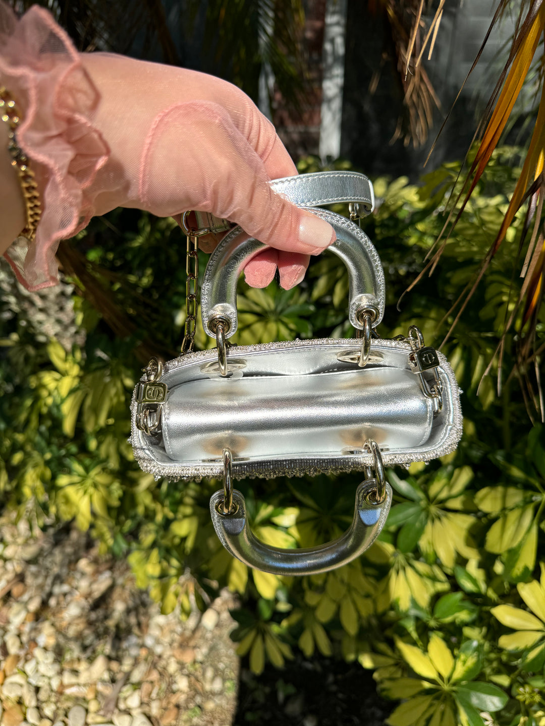 2023 Lady D-Joy Silver Embellished Micro Bag