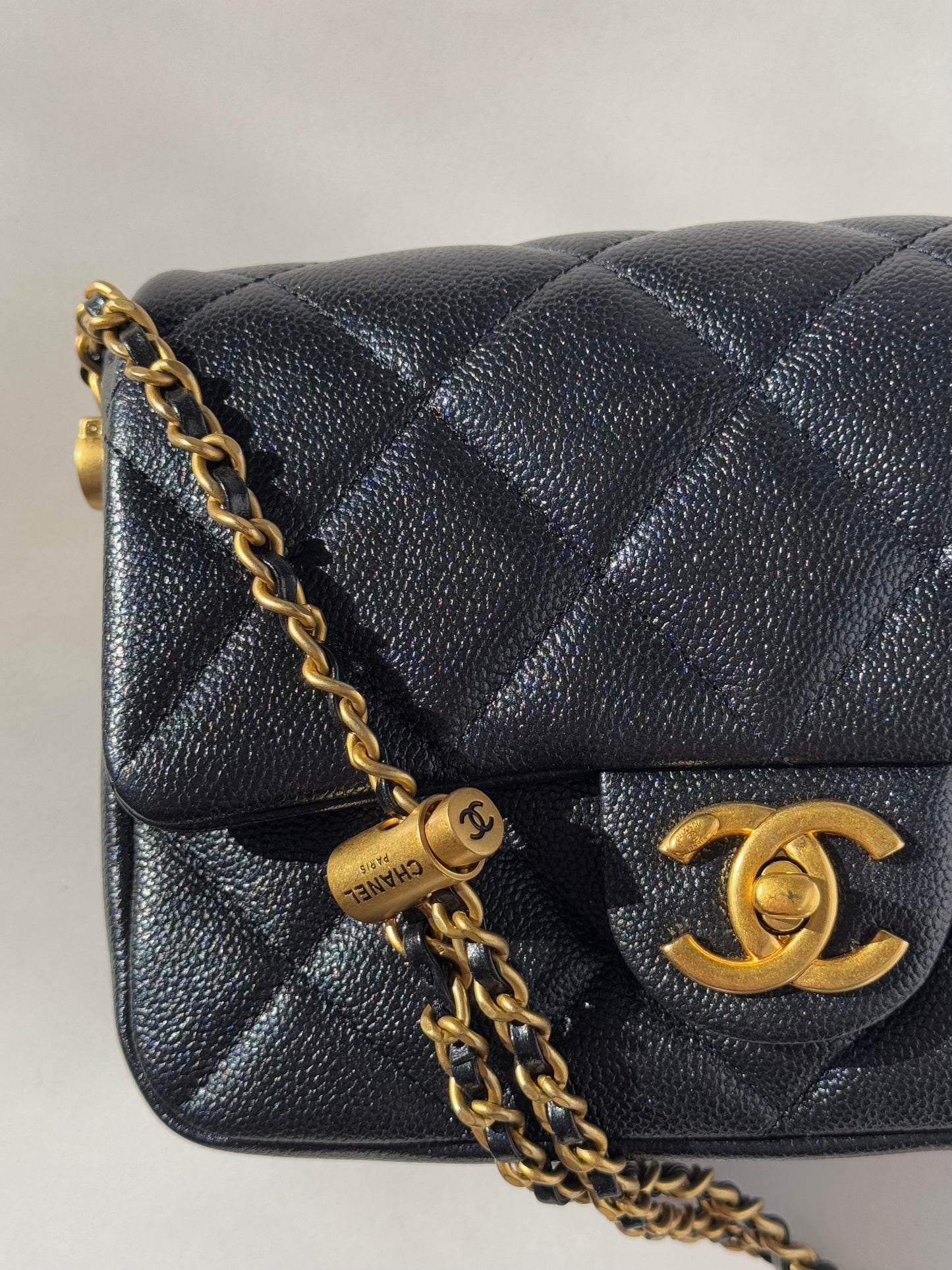 Chanel Black Iridescent My Perfect Mini Flap Bag