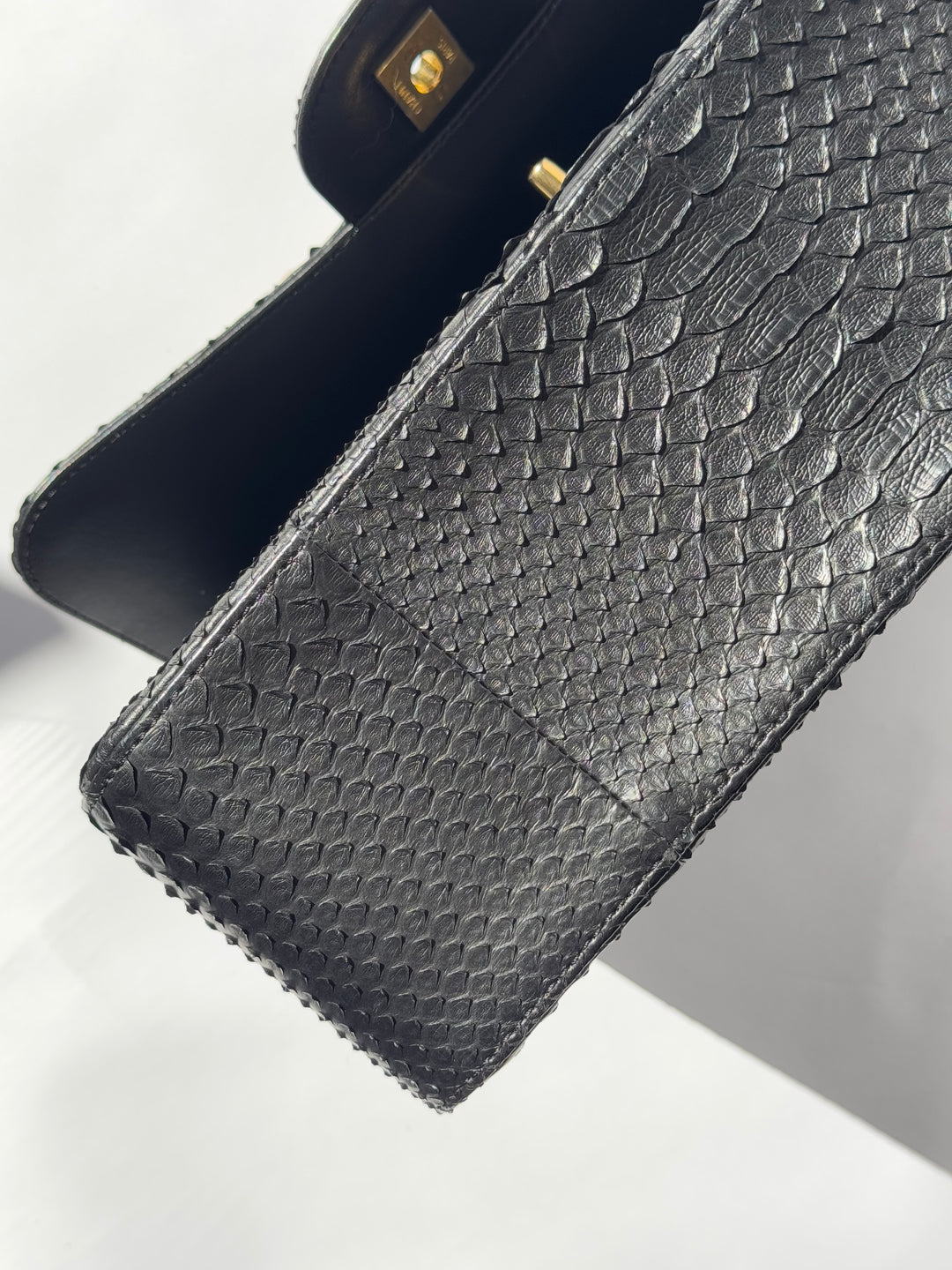 Chanel Jumbo Black Python Double Flap