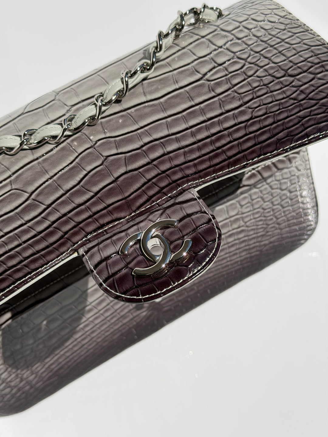 Chanel Jumbo Flap Grey & Black Ombre Alligator Silver Hardware 2015