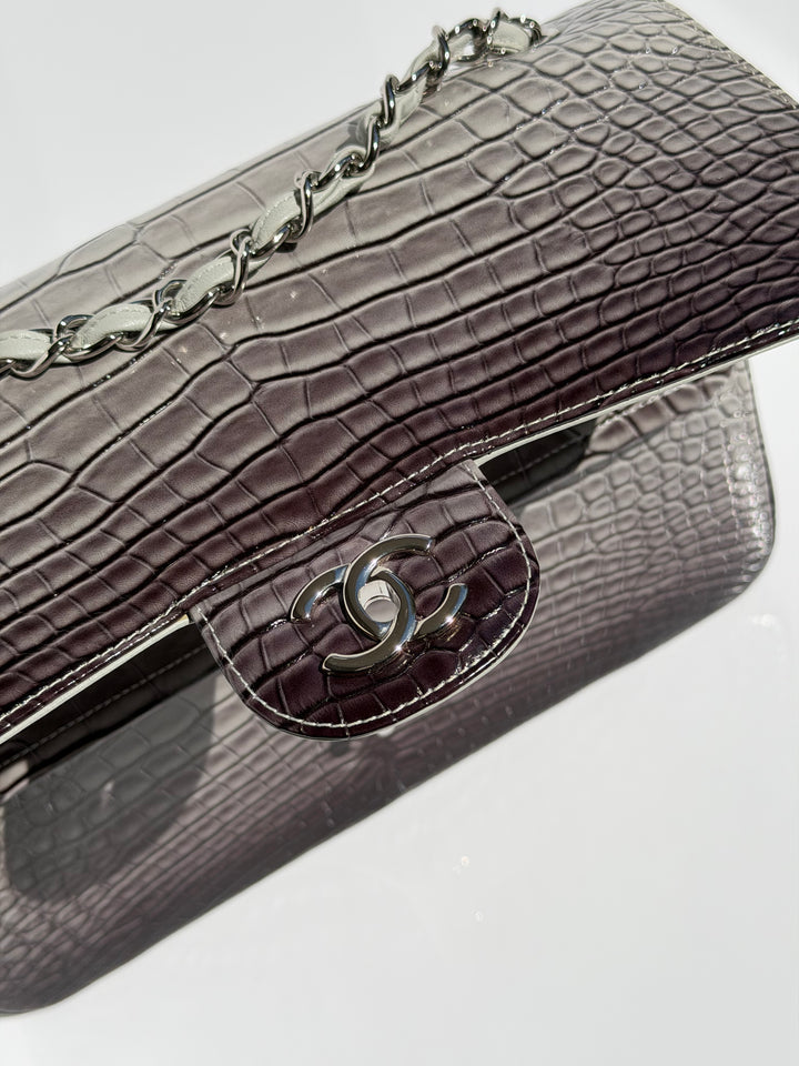 Chanel Jumbo Flap Grey & Black Ombre Alligator Silver Hardware 2015