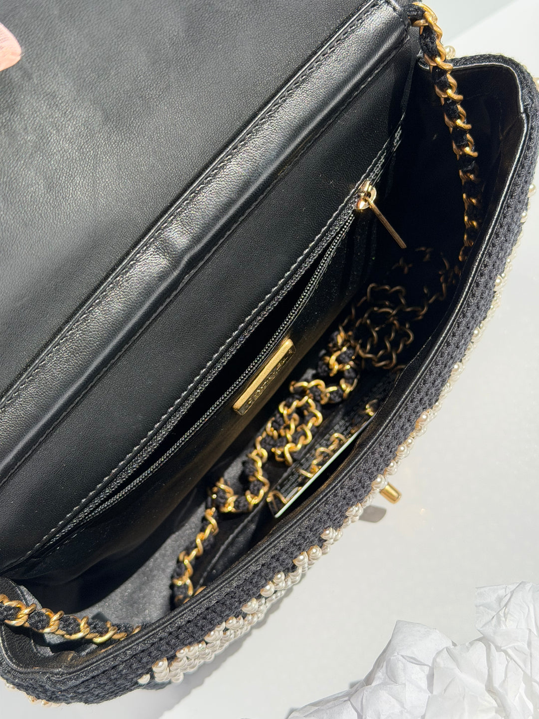 Chanel 17C Medium Flap Bag Pearl Embellished Gold Hardware 2017