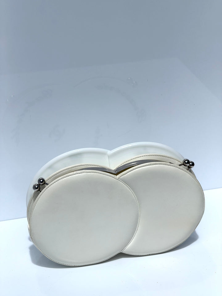 Chanel White Plexiglass Brasserie Gabrielle Plate Minaudière Silver Hardware 2015
