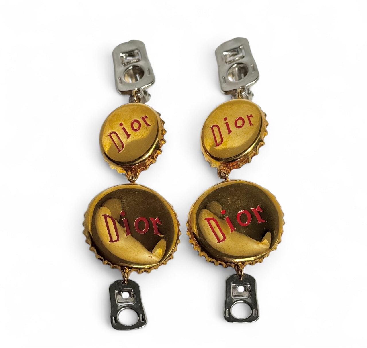 Christian Dior Vintage Bottle Cap Clip On Earrings