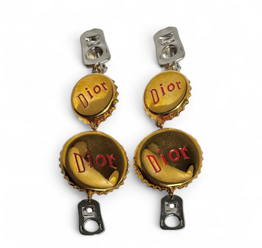 Christian Dior Vintage Bottle Cap Clip On Earrings