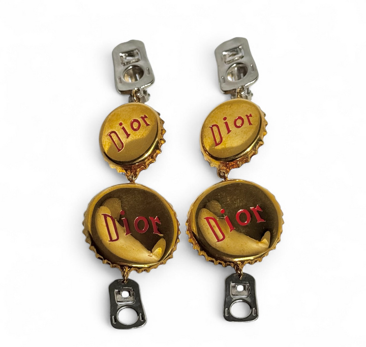 Christian Dior Vintage Bottle Cap Clip On Earrings
