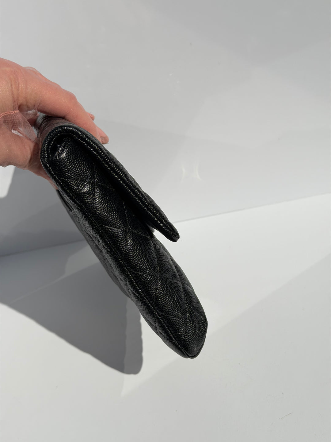 Chanel 18B Black Classic Quilted Caviar Clutch