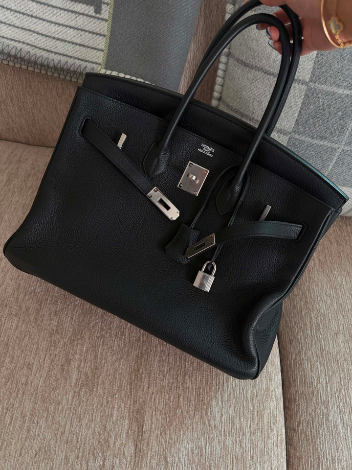 Hermès Birkin 35 Black Brushed Silver Hardware 2015