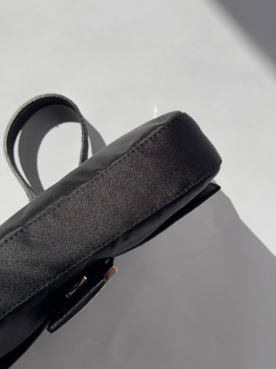 Fendi Black Satin Crystal Baguette With Lizard Trim