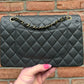 Chanel 21B Dark Grey Medium Caviar Classic Flap Bag